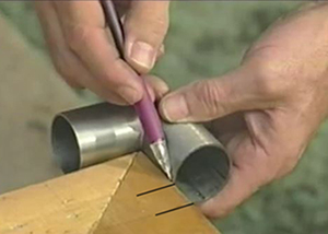 Use the elbow fitting to find the post location