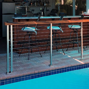Wood and Stainless Patio Rail by AGS Stainless