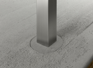 ags railing post embedded in concrete
