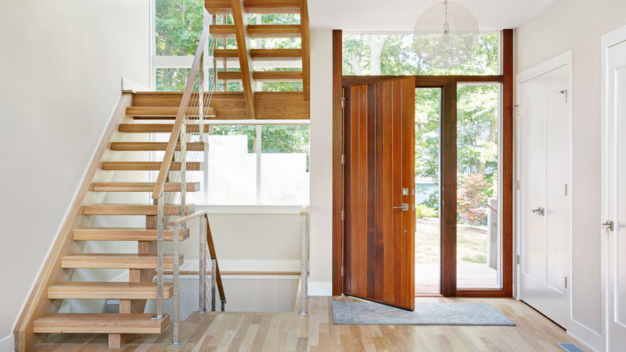 Farmhouse Interior with a Rainier Cable Railing by AGS Stainless