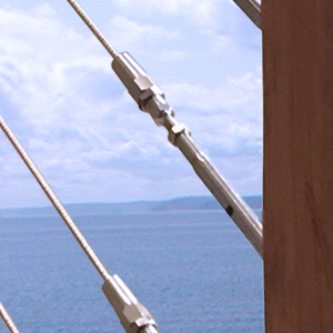 cable with wood posts fittings