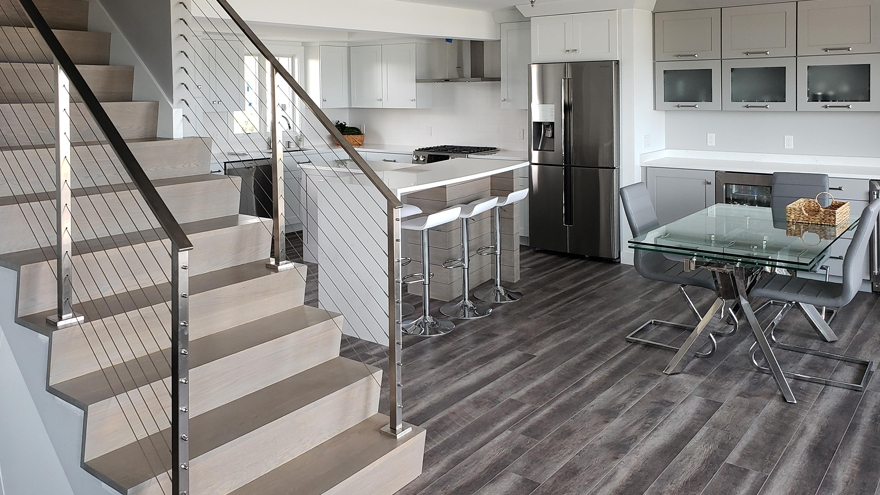 wire railing on stairs