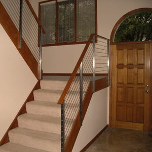 cable railing with wood handrail
