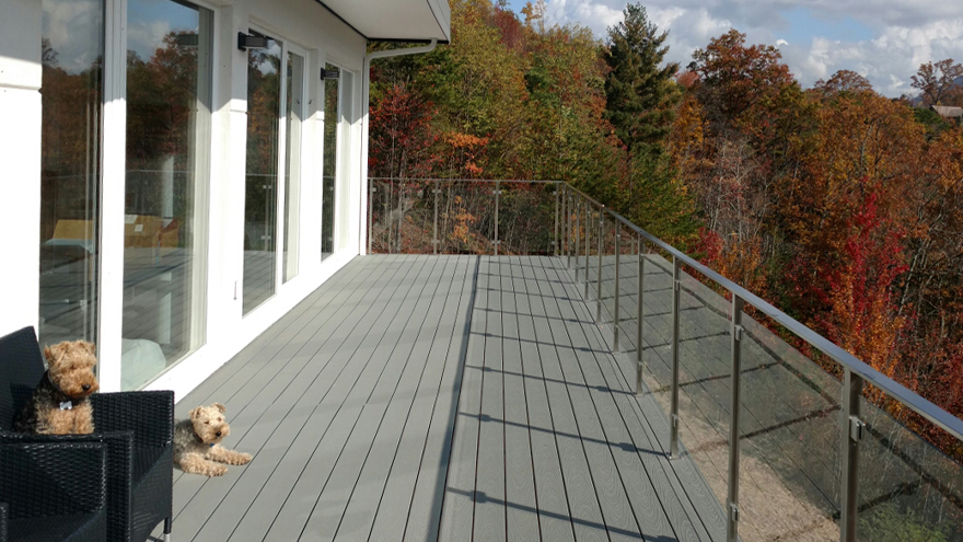Deck glass panel railing system