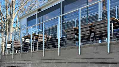 Cornelius, South Carolina, the cable deck railing and cable ramp railing were supplied by AGS Stainless. The restaurant decided to complete a patio remodel so diners could enjoy the incredible view.