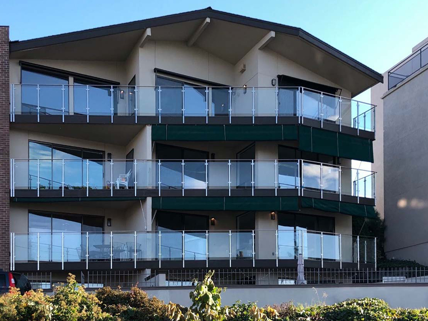 glass railing balcony for a luxury apartment complex.