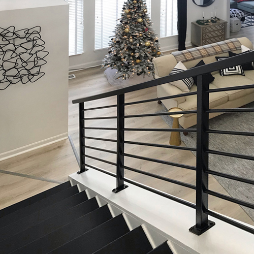 Kitsap County Black stair railing before and After pictures.